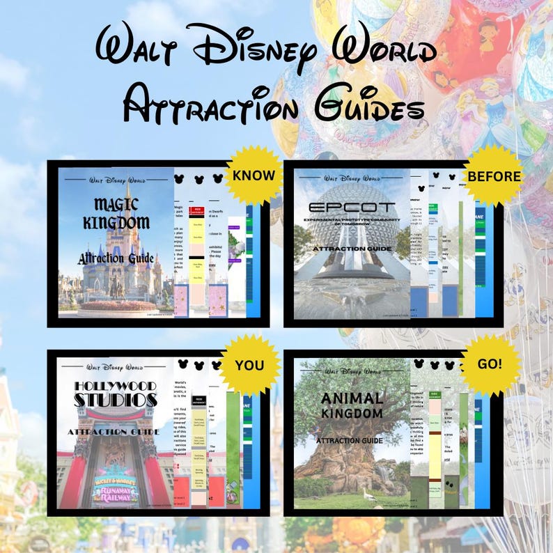 Walt Disney World WDW - 4-theme Park Attraction Guide Bundle - Ride and ...