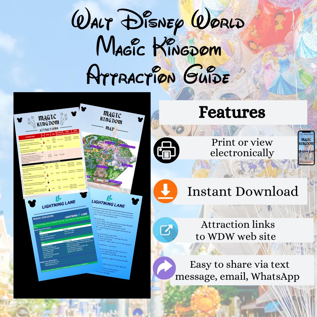Walt Disney World WDW 'magic Kingdom' Attraction Guide - Ride and Show ...