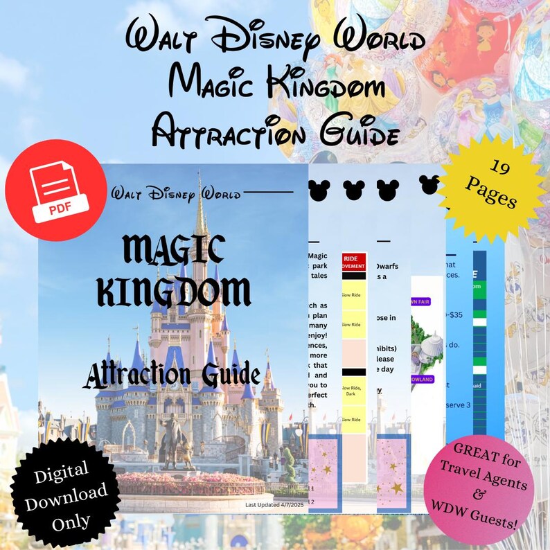 Walt Disney World WDW 'magic Kingdom' Attraction Guide - Ride and Show ...
