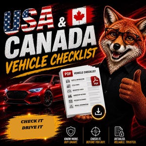 Instant USA and CANADA Vehicle Checklist/ Car Inspection Checklist/ Car Buying Checklist