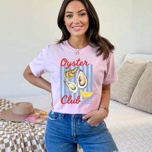 Oyster Club T-Shirt Seafood Lover Graphic Tee Funny Oyster Design Lemon Graphic Shirt All Day Every Day Shirt Beachy Foodie Appare