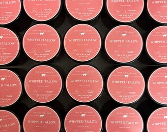 Vanilla Bean & Rose Whipped Tallow , HALAL All Natural Organic Grass Fed Beef Tallow Moisturizer, For Face and Body.
