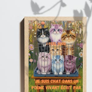 Un tableau captivant qui capture la grâce et le mystère des chats, parfait pour sublimer vos murs avec élégance téléchargement numérique PNG
