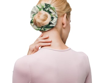 Coletero de poliéster y elastano reciclado con lazo extraíble – Accesorio para el cabello con estampado de hojas