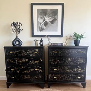 A Pair of Black Marble Effect Chest of Drawers
