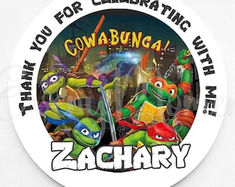 Turtle Favor Stickers | Turtle Birthday Stickers | Personalized Stickers | Favor Stickers | Goodie Bag Stickers