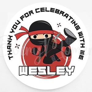 Ninja Favor Stickers | Ninja Birthday Invitations | Warrior Birthday Stickers | Personalized Stickers | Favor Stickers | Goodie Bag Stickers