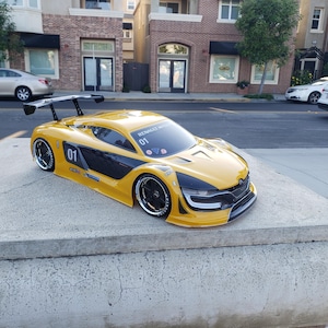 Custom Painted RENAULT 1/10 RC Car Body (200mm, Unmounted Wing) for 4tec 2.0 drift - mst - hpi - redcat rds - dc10