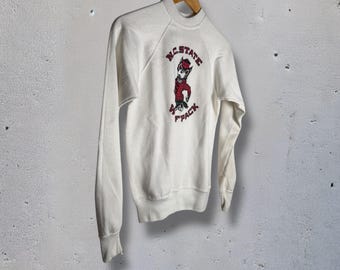 vintage NCSU North Carolina State University Wolfpack ras du cou pull
