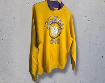 Vintage LSU Louisiana State University Tigers NCAA Crest Crewneck Sweater