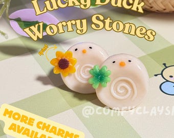 Lucky Duck Worry Stone | Handmade Polymer Clay, Stress Reliever Fidget Toy