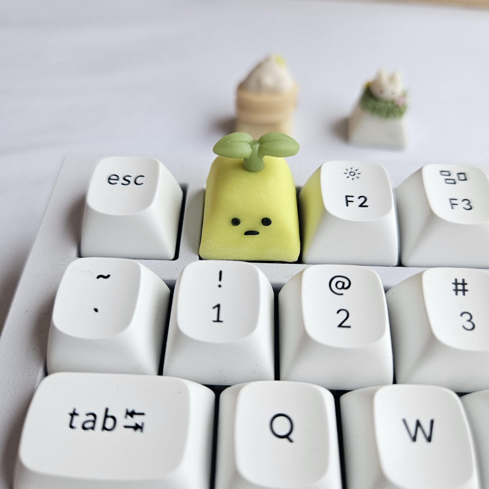 Green Guy Keycap, Handmade Polymer Clay Artisan Keycap: Green Plant ...