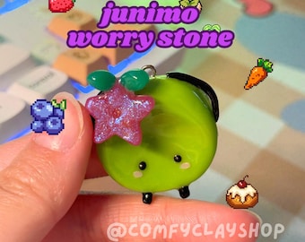 Cute Junimo Fidget Spinner Worry Stone, Handmade Polymer Clay, Calming Stone