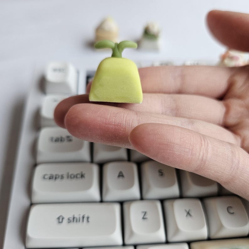 Green Guy Keycap, Handmade Polymer Clay Artisan Keycap: Green Plant ...