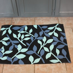 Floorcloth MADE TO ORDER - “Blue Leaves”