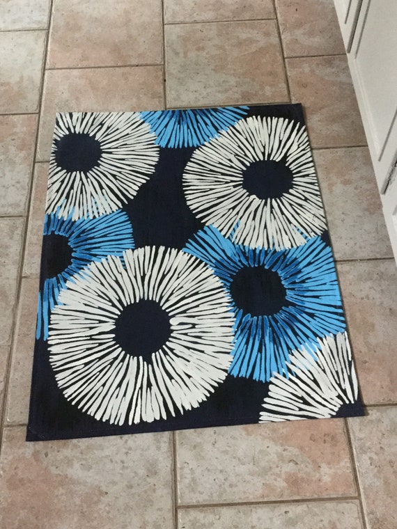 Small Blue Floral Floorcloth Etsy