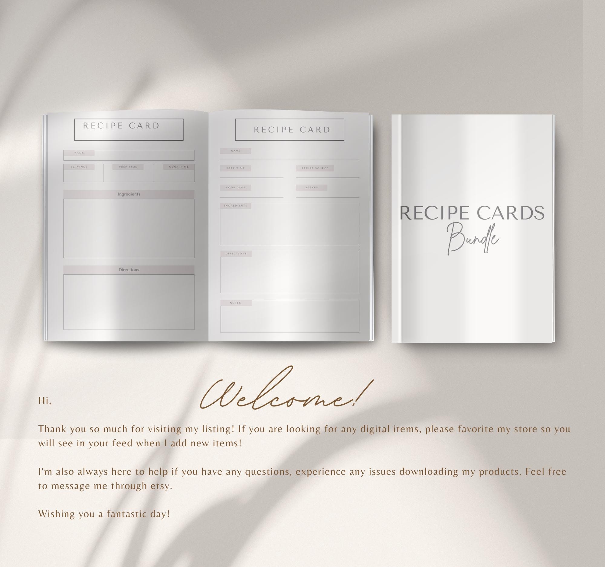 Recipe Card Bundle & Planner | Printable Meal Organizer | Digital ...