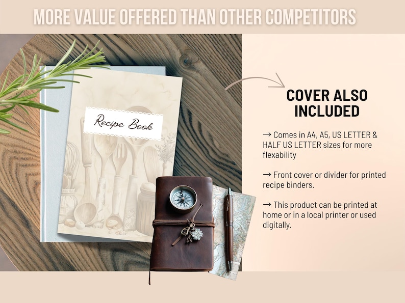 Rustic Recipe Pages Printable Rustic Recipe Binder, Farmhouse Kitchen Cooking Pages, Family ...