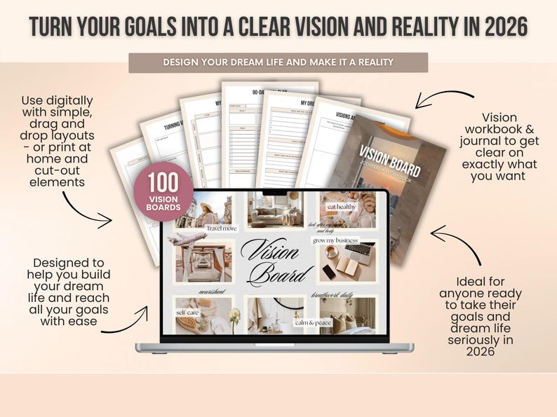 2026 Vision Board Bundle Printable With 2200 Images, Digital ...