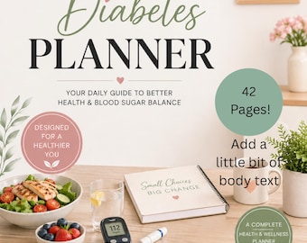 Diabetes Planner Printable, Daily Meal Tracker, Glucose & Insulin Journal, Health Tracker for Diabetics, Diabetes Organizer, Blood sugar log