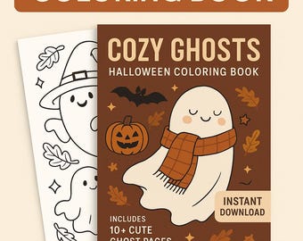 Cozy Ghosts Halloween Coloring Pages Digital PDF Activity Book for Kids, Printable Ghost Coloring Sheets, Fall Crafts for Kids