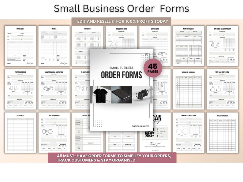 Small Business Order Form Templates Editable Invoice PDF Instant ...