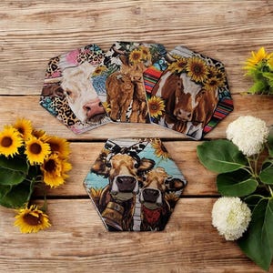 Handcrafted Ceramic Cow Coaster Set