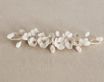 Joias de cabelo em forma de flor de porcelana