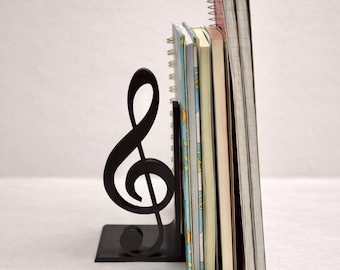Music Note Bookends, Treble Clef Book Holder, Piano Lover Desk Decor Gift