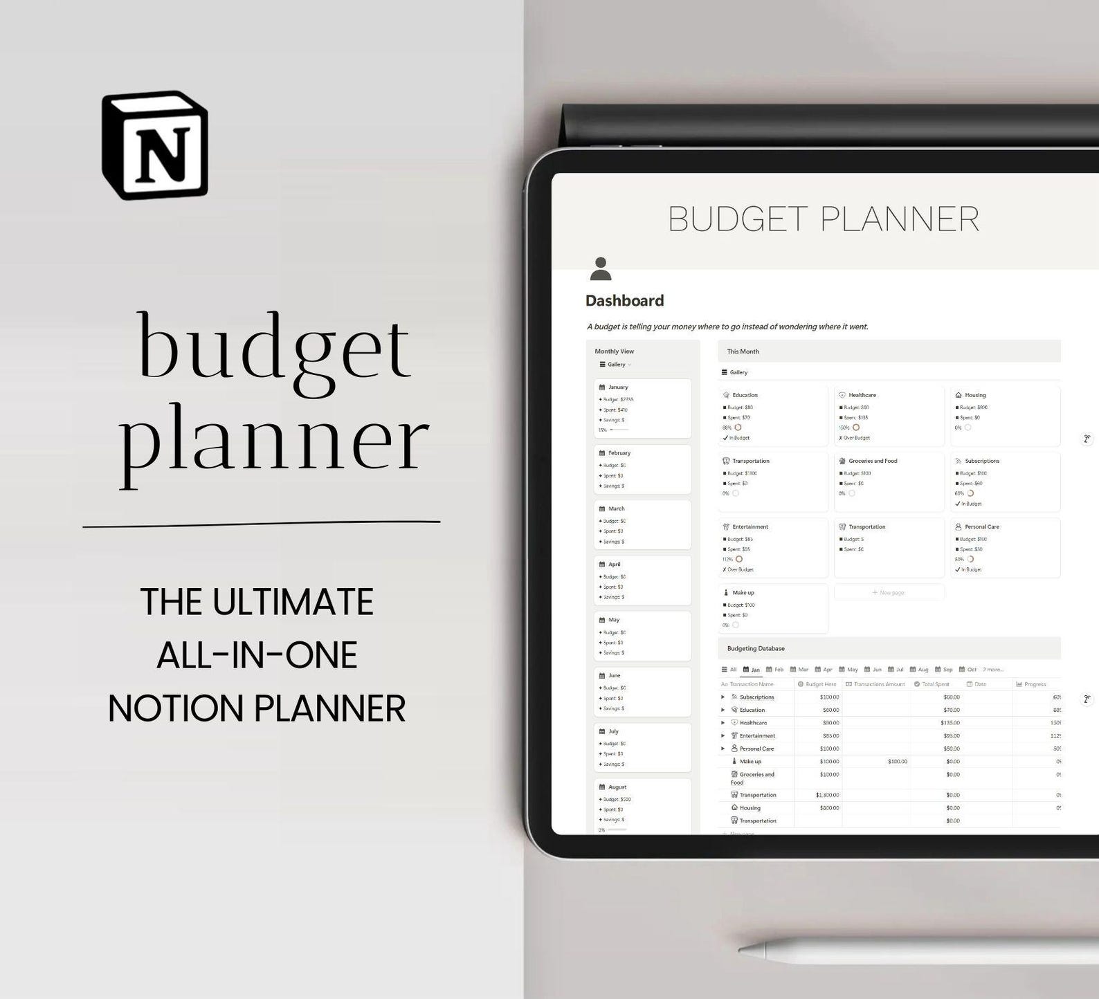 Notion Budget Planner | Notion Planner | Budget Planner Notion Template ...