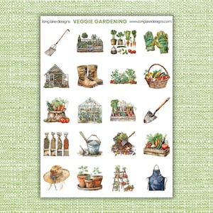 Feuille d'autocollants végétariens de jardinage, autocollants durables plastifiés pour journaux de jardin et travaux manuels, cadeau parfait pour les mains vertes