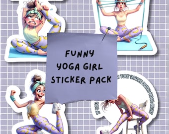 Yoga Girl Sticker Pack, 11 Premium Wetterfeste Aufkleber, perfekt für Laptops & Wasserflaschen, tolles Geschenk für Yoga-Liebhaber