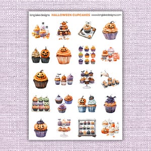 Halloween Cupcakes Aufkleber Bogen, wasserdichtes Vinyl 20 gruselige süße Aufkleber, perfekt für Partydekor & Leckerlibeutel Geschenk