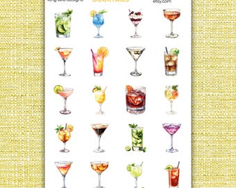 Stickervel cocktail, 20 weerbestendige stickers met alcohollaag