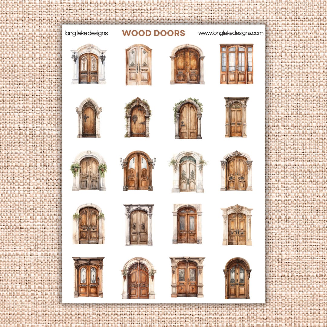 Wood Door Sticker Sheet, Laminated Weatherproof Stickers, Decorative ...