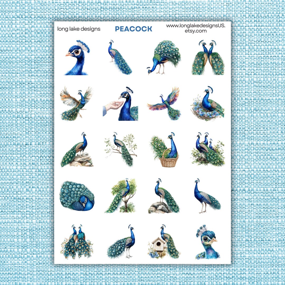 Sticker 3288 Peacock Sticker Sheet, Durable Laminated Weatherproof , Perfect for ...