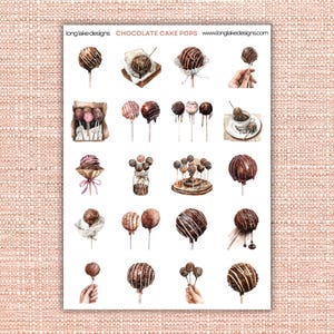 Feuille d'autocollants pour gâteaux au chocolat, autocollants en vinyle imperméables pour scrapbooking et agendas, joli cadeau d'autocollants pour desserts pour les fêtards