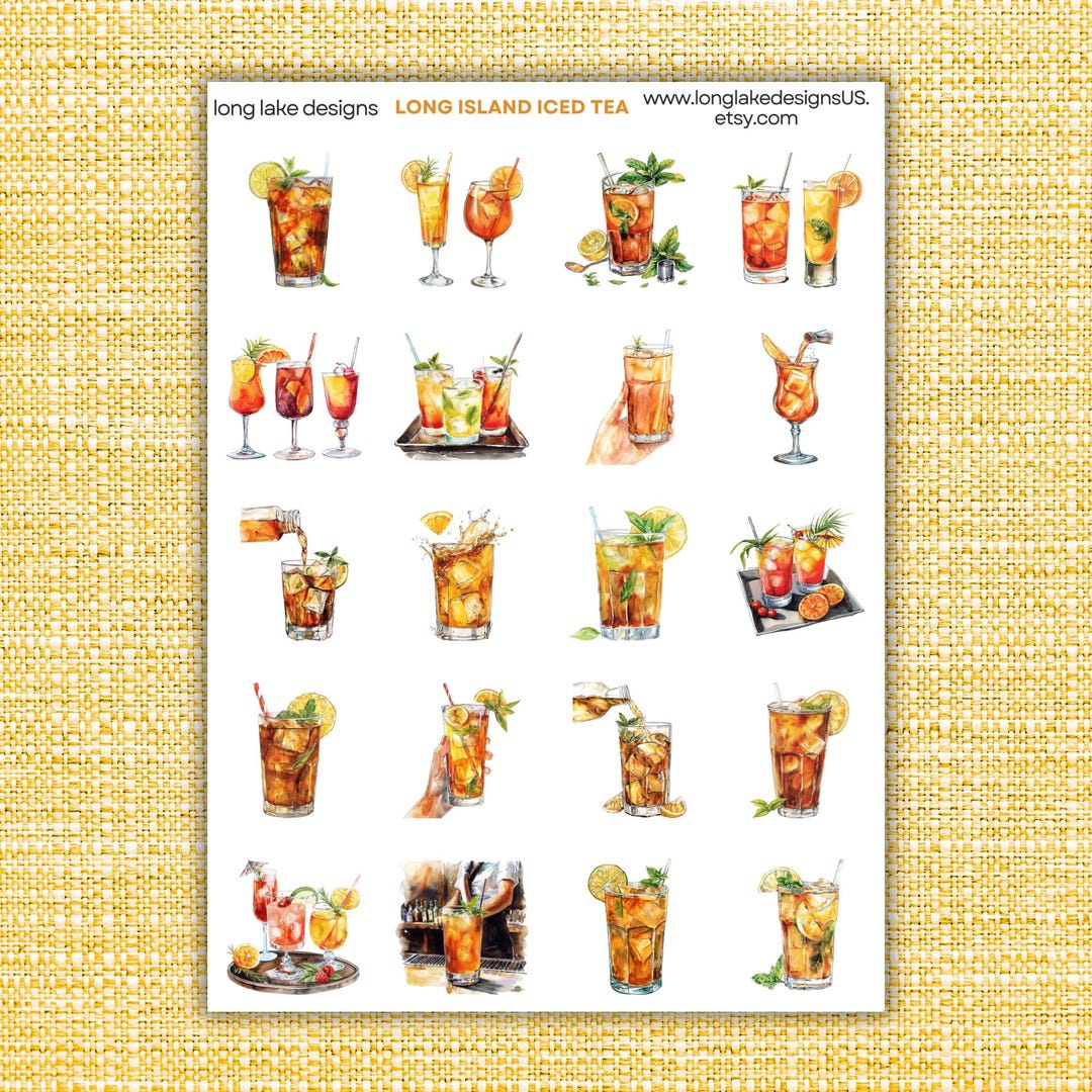 Long Island Iced Tea Sticker Sheet, Premium Durable Laminated , 20 ...