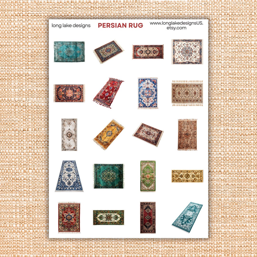 Colorful Rug Sticker Persian Rug Sticker Sheet, Durable Laminated Waterproof Vinyl, Perfect ...