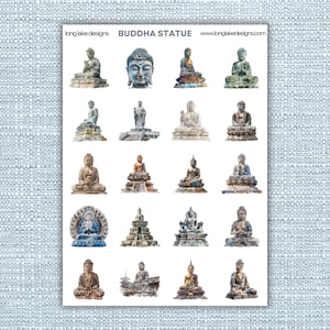 Buddha Statue Sticker Sheet, Laminated Durable Stickers for Scrapbooking and Crafting, Inspirational Gift for Buddhists