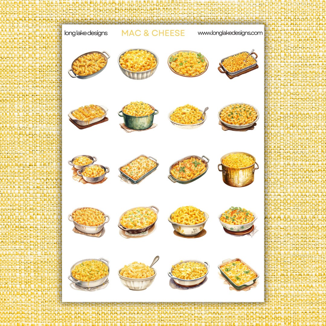 Mac and Cheese Sticker Sheet, Durable Laminated Weatherproof Vinyl ...
