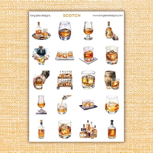 Scotch Alkohol-Aufkleber Blatt, wasserdichte Vinyl-Aufkleber für Partyplaner & Getränke-Enthusiasten, lustige Bar Zubehör Geschenk, Whisky-Liebhaber Geschenk