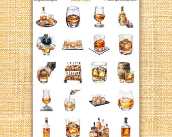 Stickervel whisky, weerbestendige stickers voor feestplanners en liefhebbers van drankjes, cadeau leuke baraccessoires, cadeau whiskyliefhebbers