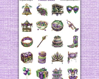 Karneval Aufkleberbogen, lebendige wetterfeste Party Aufkleber für Planer & Scrapbooking, perfektes Festivalgeschenk