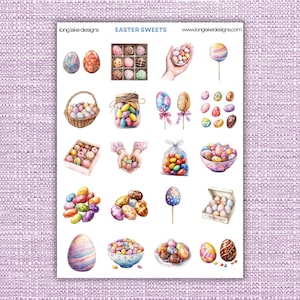 Easter Sweets Sticker Sheet, Durable Vinyl Candy Stickers for Scrapbooking and Journaling, Fun Easter Craft Gift