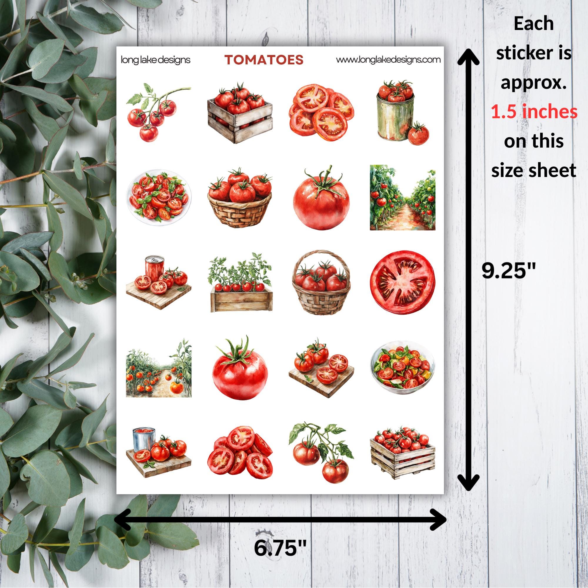 Tomato Source Sticker Design Tomatoes Sticker Sheet, Vibrant Waterproof Vinyl Stickers, Perfect for ...