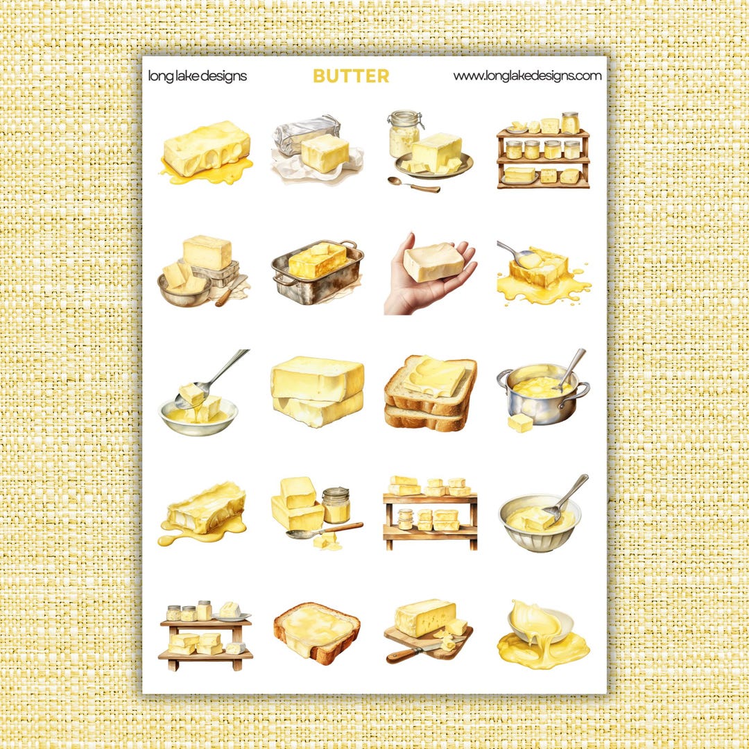 Butter Sticker Sheet, 20 Food Laminated Weatherproof Stickers - Etsy