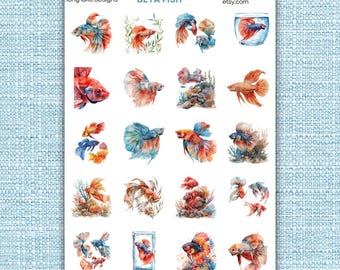 Stickervel Beta Fish, 20 waterbestendige gelamineerde weerbestendige stickers