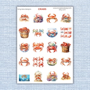 Crabs Sticker Sheet - Waterproof Vinyl Decals for Scrapbooking, Planners & Ocean Lovers - Perfect Sea-Themed Gift