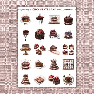 Feuille d'autocollants pour gâteaux au chocolat, autocollants en vinyle laminé durables pour décorer des agendas, des albums de coupures et des cadeaux, parfait cadeau d'artisanat sur le thème des sucreries